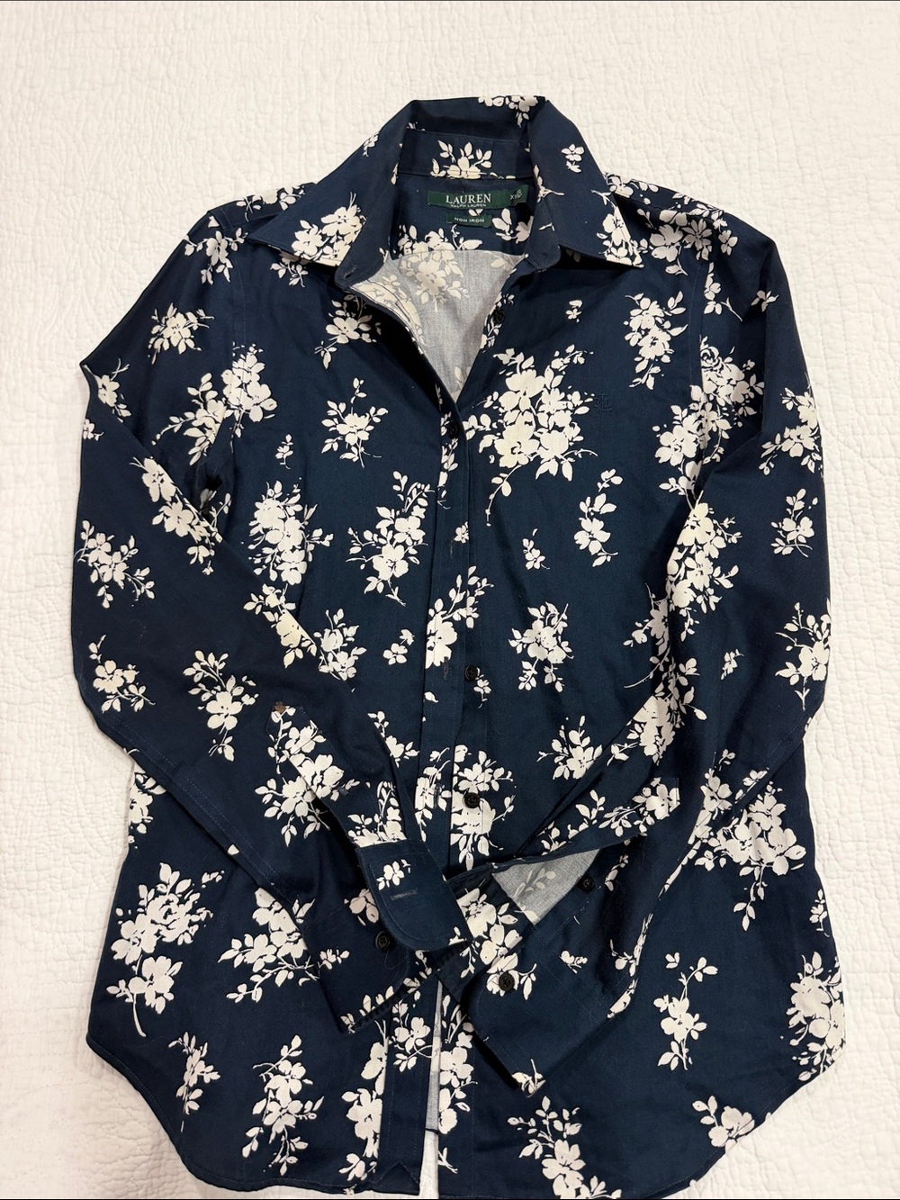 Lauren Ralph Lauren Navy Floral Button-Front Shirt